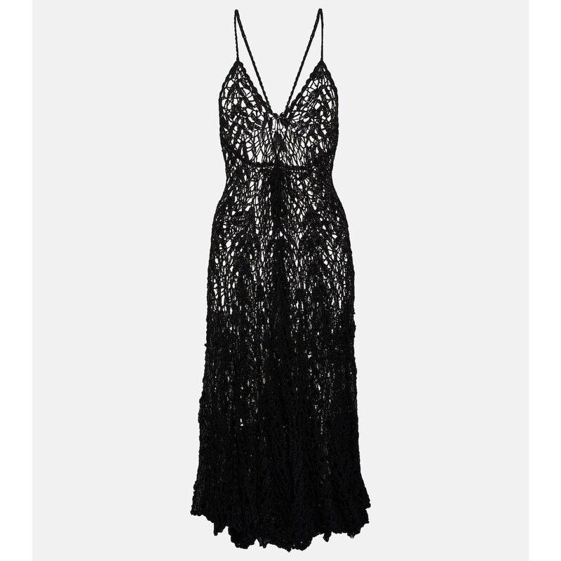 Anna Kosturova Open-knit cotton midi dress