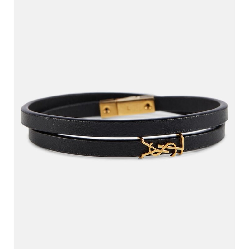 Saint Laurent YSL logo leather bracelet