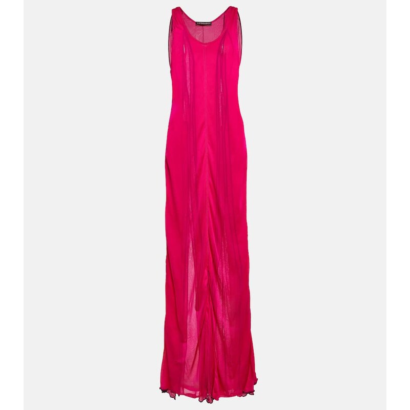 Šateň Y/Project Chiffon maxi dress v barvě fucsia