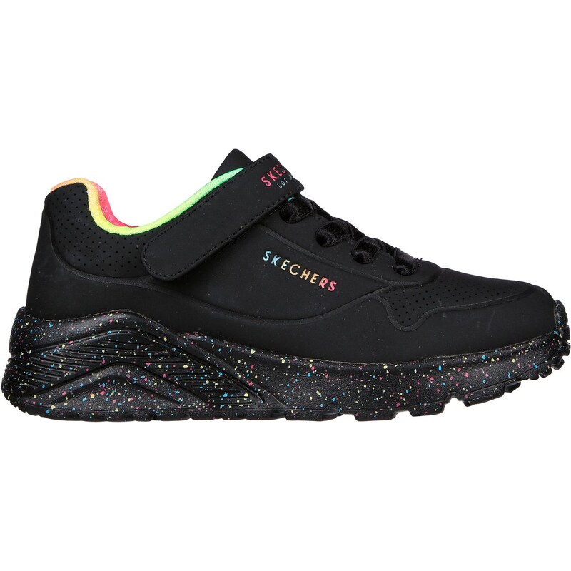Skechers Dívky UNO Lite - Rainbow Specks Shoes v Cerná, Velikost