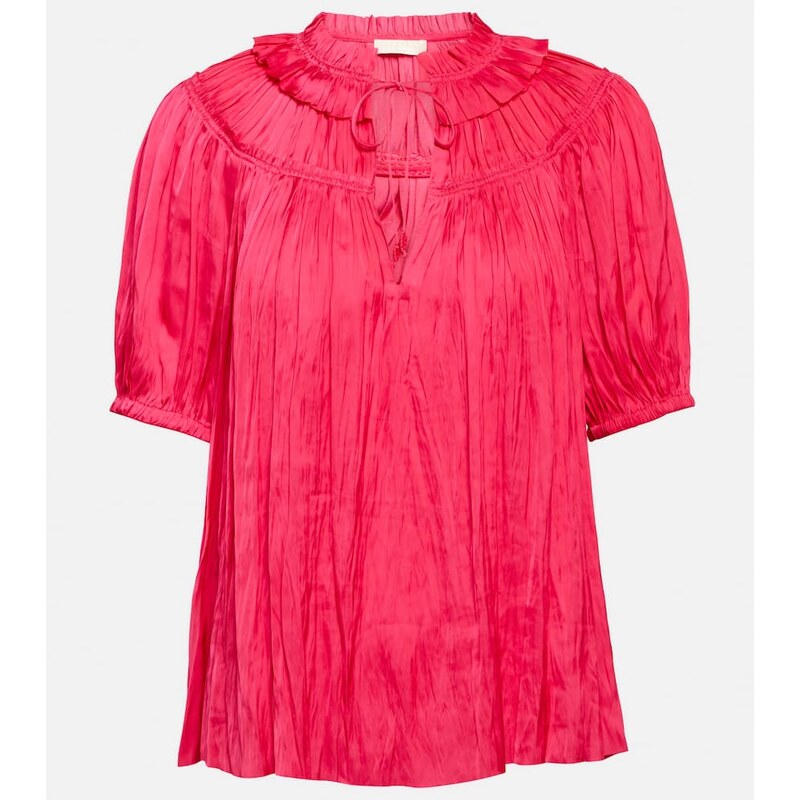 Ulla Johnson Eleni plisseÌ satin top