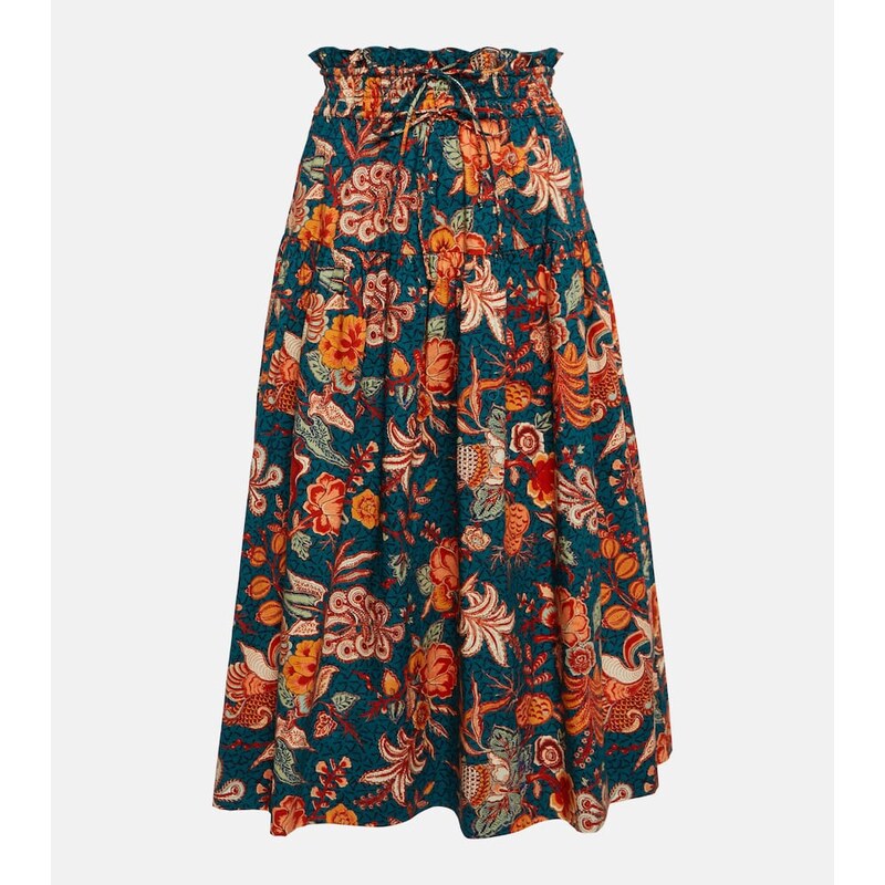 Ulla Johnson Kyra high-rise floral cotton midi skirt