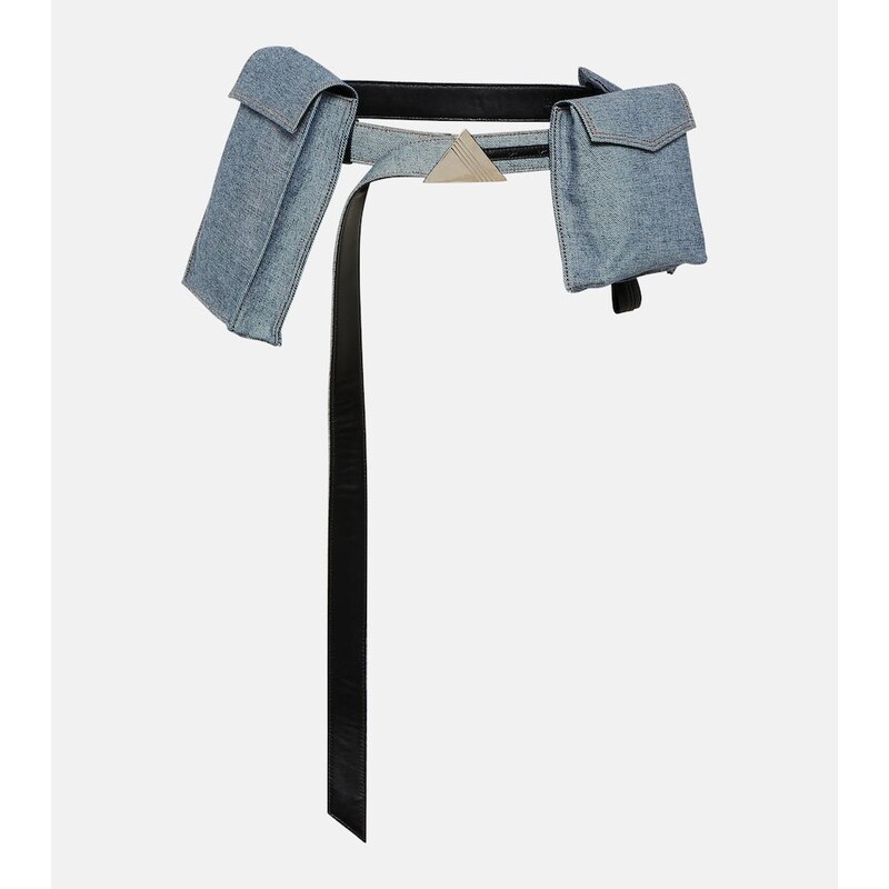 The Attico Denim and leather belt with pockets