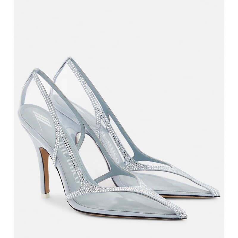 The Attico Venus Chrome PVC and suede pumps