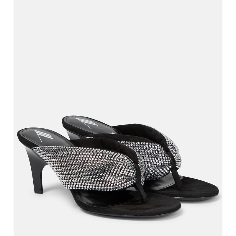 The Attico Rem satin crystal-embellished thong sandals