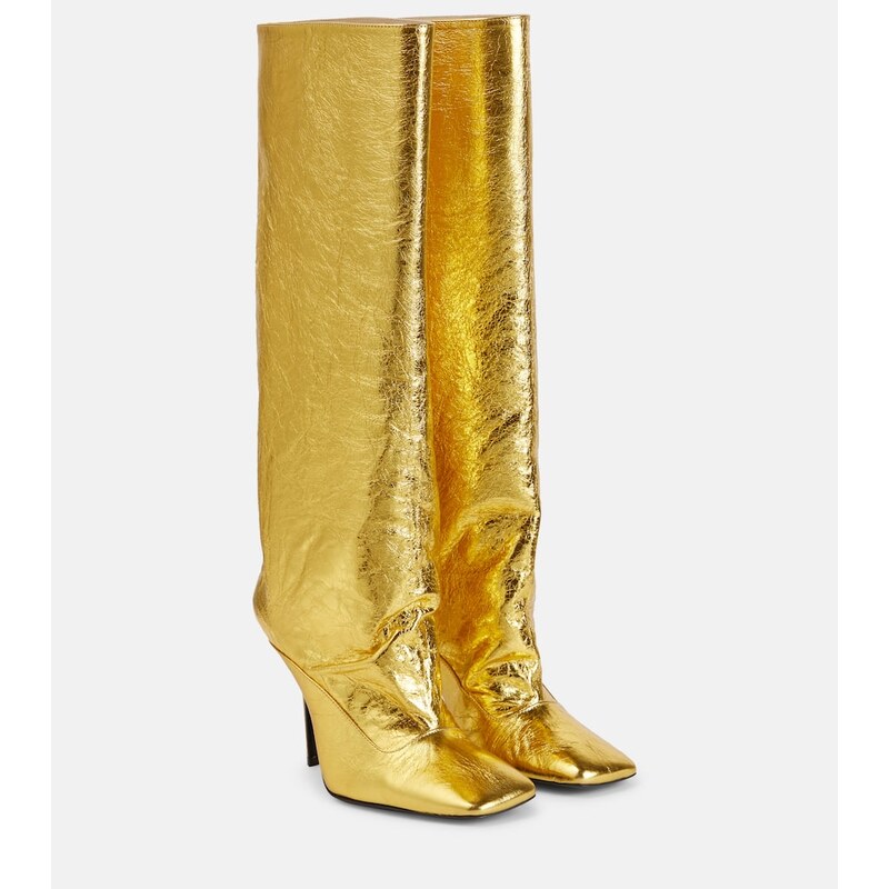 The Attico Sienna crinkled laminated leather knee-high boots