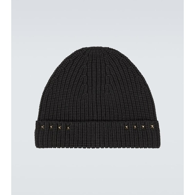 Valentino Garavani Rockstud ribbed-knit wool beanie