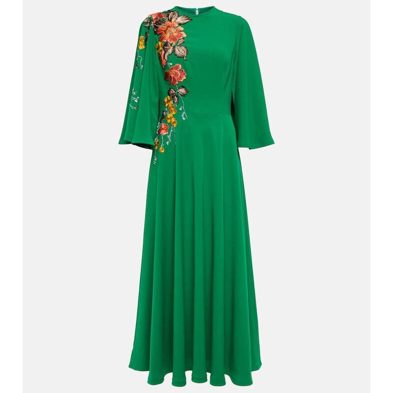 Costarellos Zinnia embroidered cape maxi dress