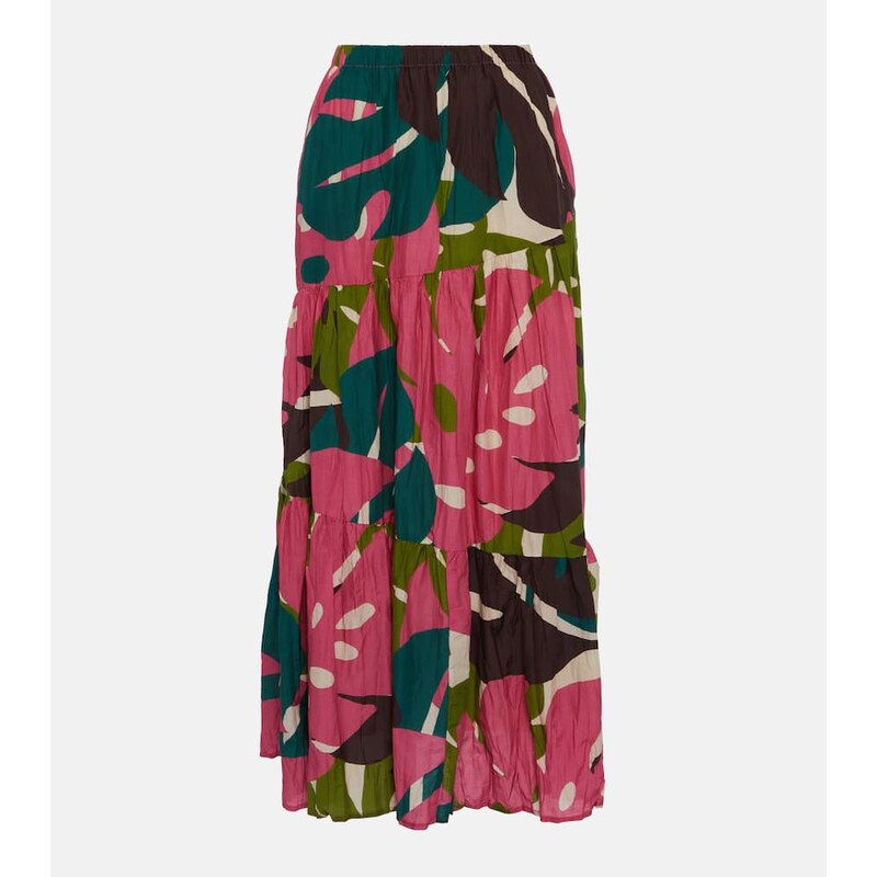 Velvet Lydia printed cotton and silk maxi skirt