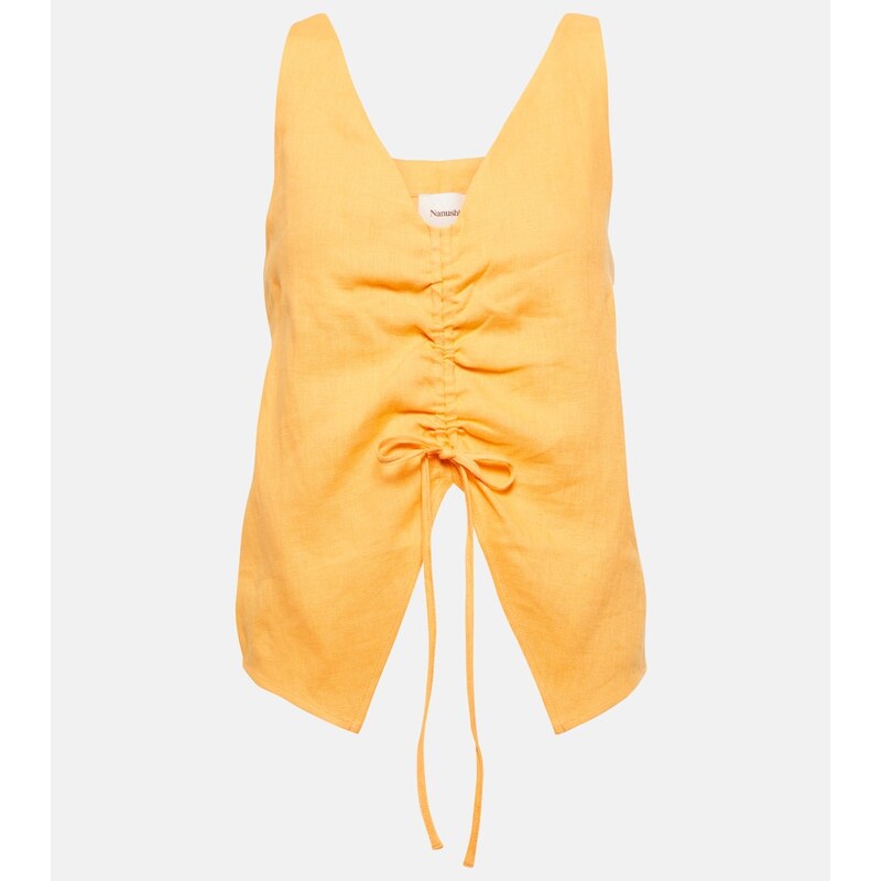 Nanushka Ruched linen top