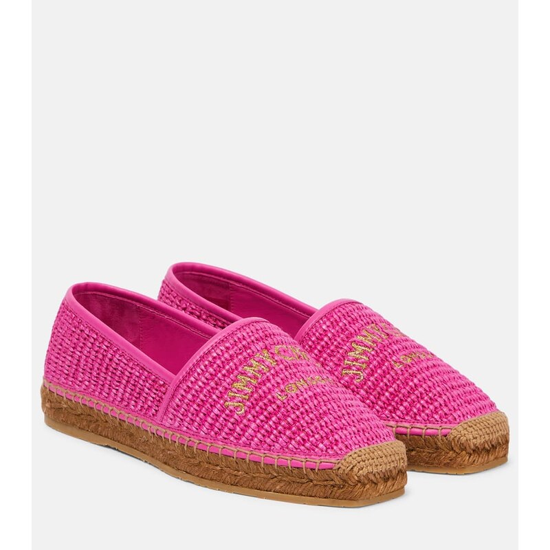 Jimmy Choo Brie Flat logo raffia espadrilles