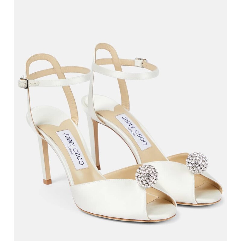 Jimmy Choo Sacora 85 embellished satin sandals