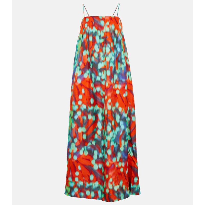 Asceno Heather printed silk maxi dress