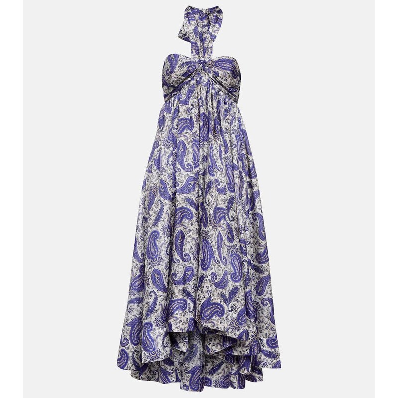 Šateň Zimmermann Devi z hedvábí v barvě indigo/creamy paisley