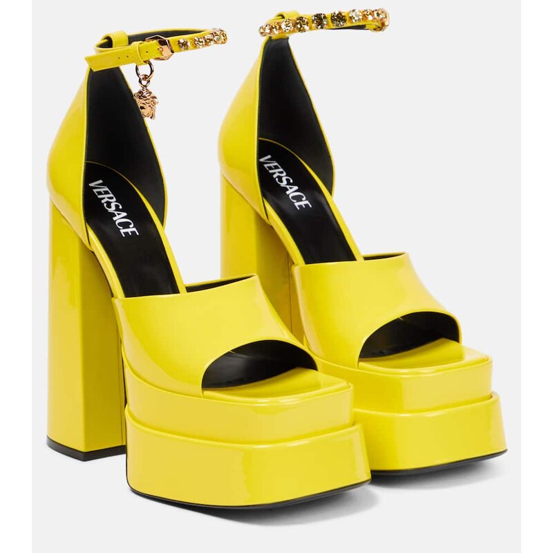 Versace Medusa Aevitas patent leather platform sandals