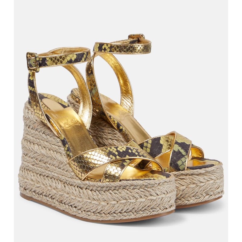 Christian Louboutin Mariza snake-print leather espadrille wedges