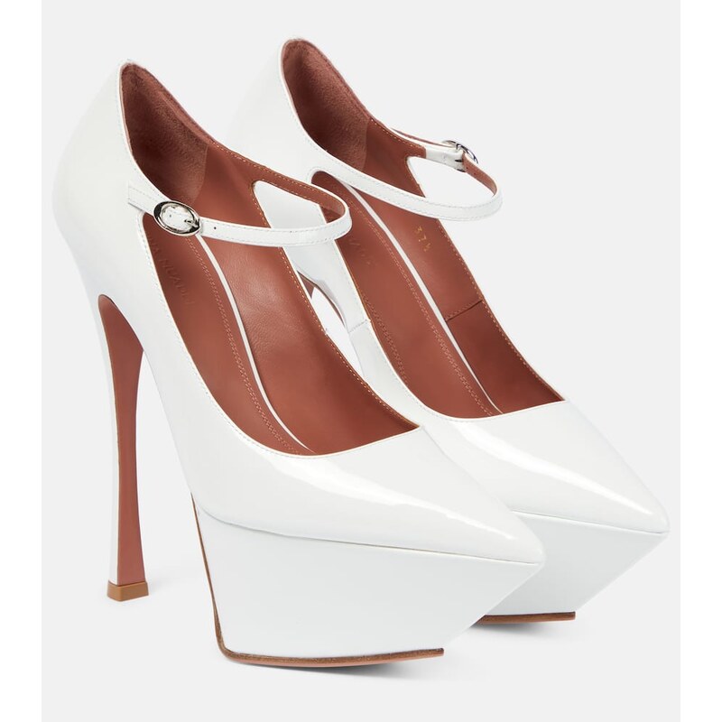 Amina Muaddi Yigit patent leather platform pumps