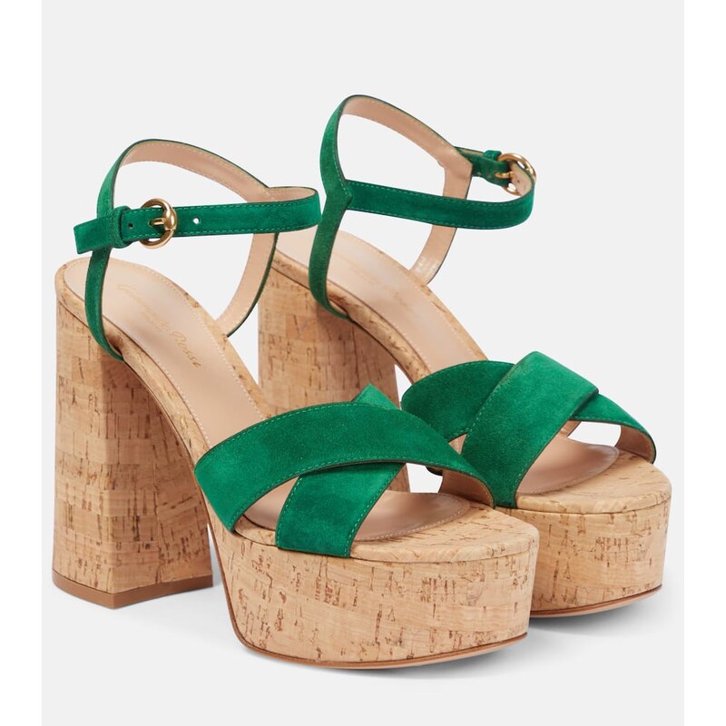 Gianvito Rossi Bebe kůželové sandály v barvě list