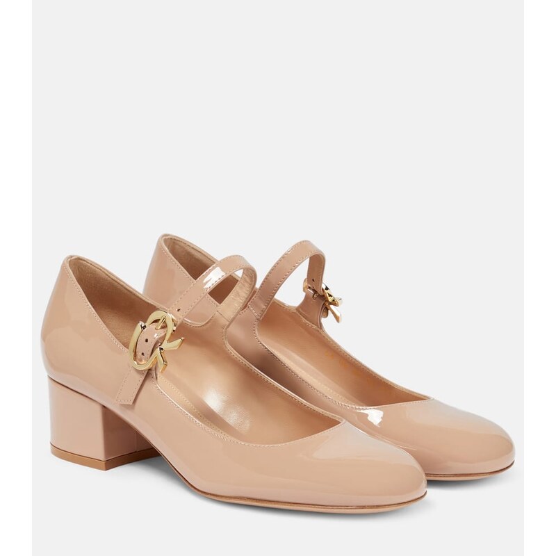 Gianvito Rossi Mary Ribbon patent leather pumps