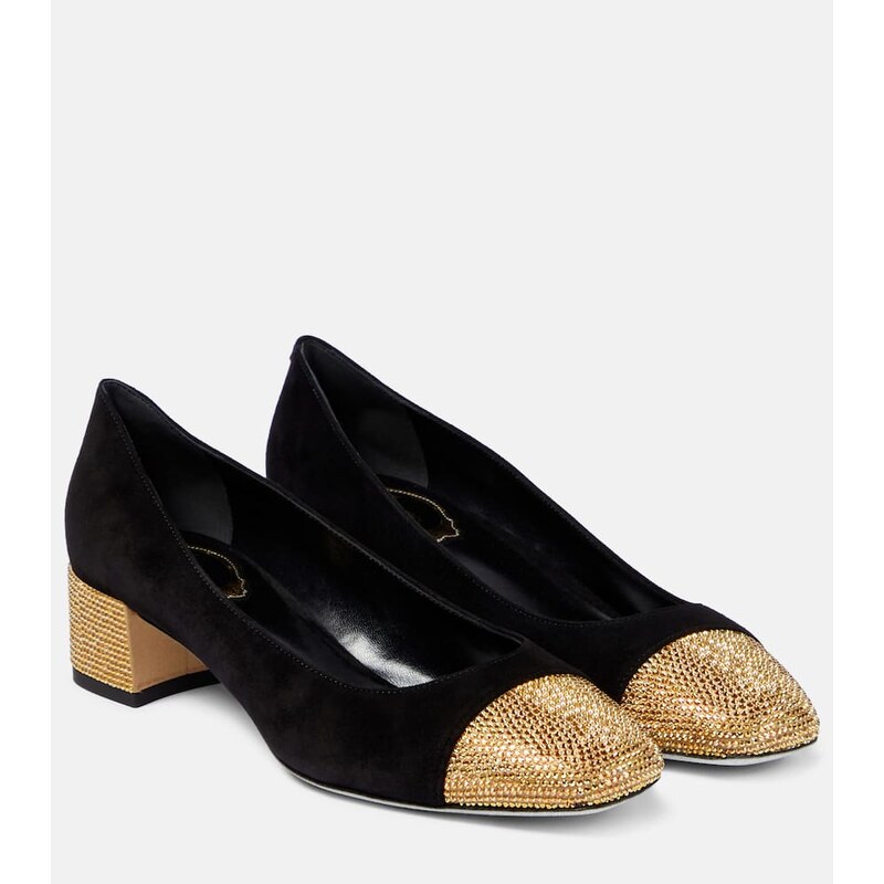 Rene Caovilla Bonnie embellished suede pumps