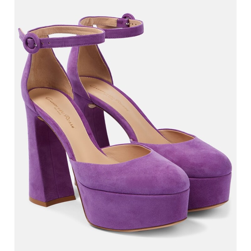 Gianvito Rossi Vernice platform suede pumps