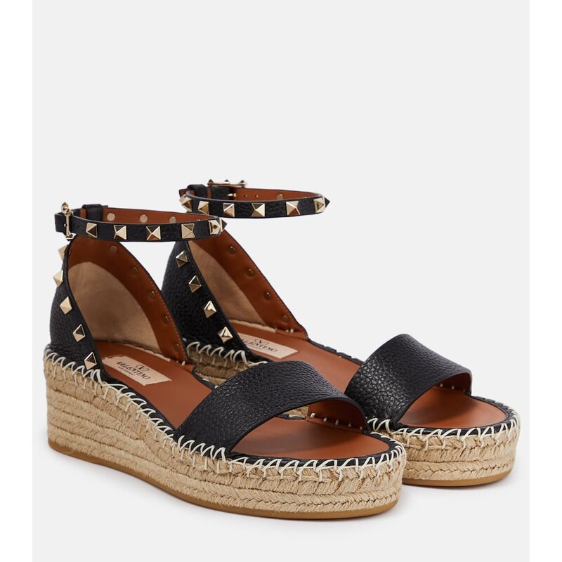 Valentino Garavani Rockstud leather espadrille wedges