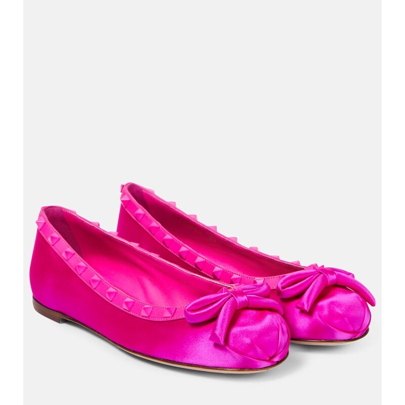 Valentino Garavani Rockstud satin ballet flats