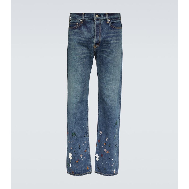 Pánské džíny Undercover Beaded straight jeans v barvě indigo