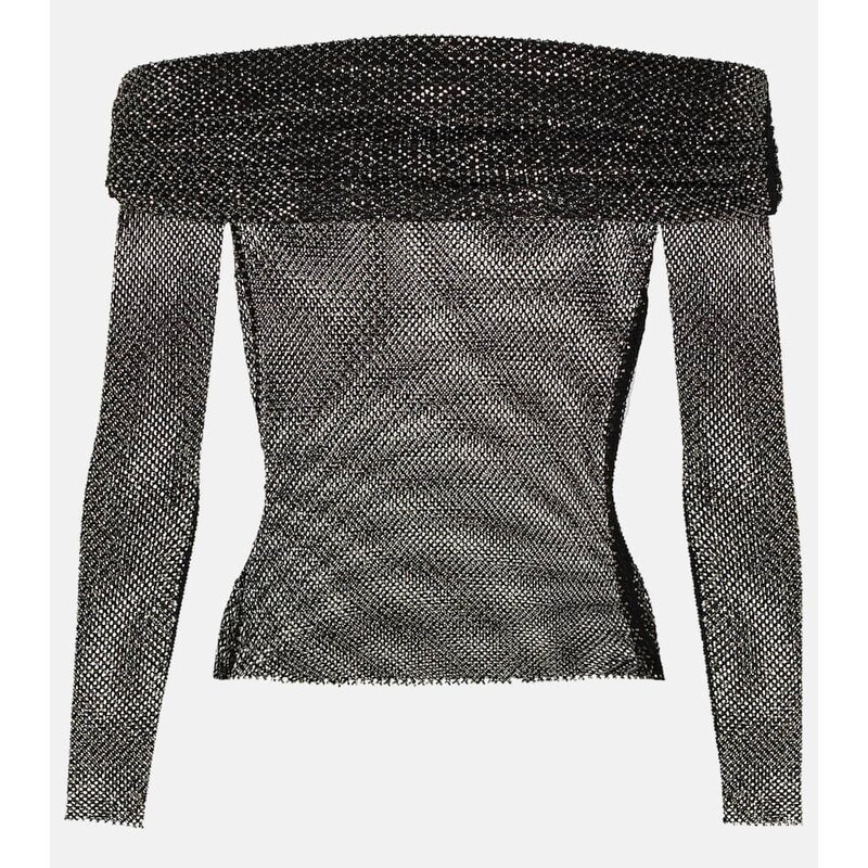 Self-Portrait Off-shoulder fishnet top