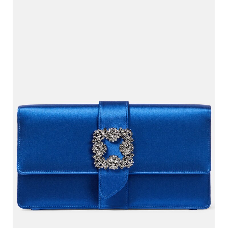 Manolo Blahnik Capri embellished satin clutch