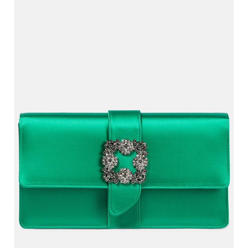 Manolo Blahnik Capri embellished satin clutch