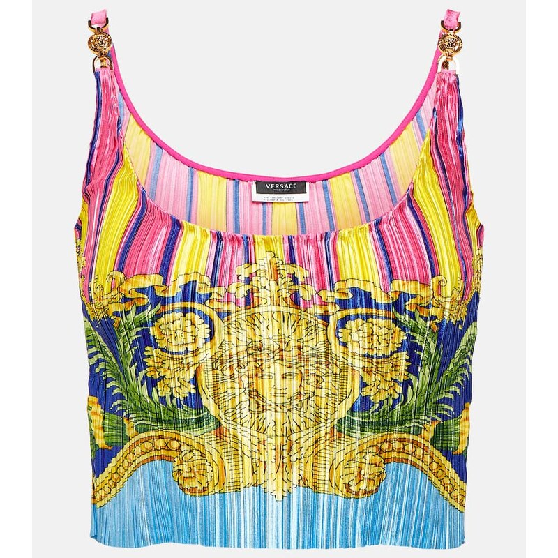 Versace Medusa Palm Springs plissÃ crop top