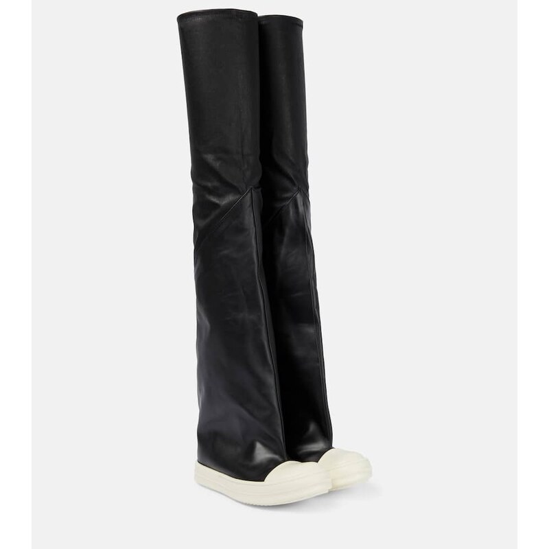 Rick Owens Oblique leather over-the-knee boots
