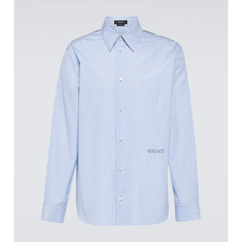 Versace Embroidered pinstriped cotton shirt