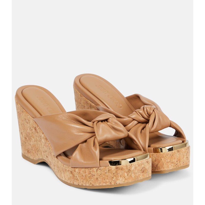 Jimmy Choo Avenue leather wedge sandals