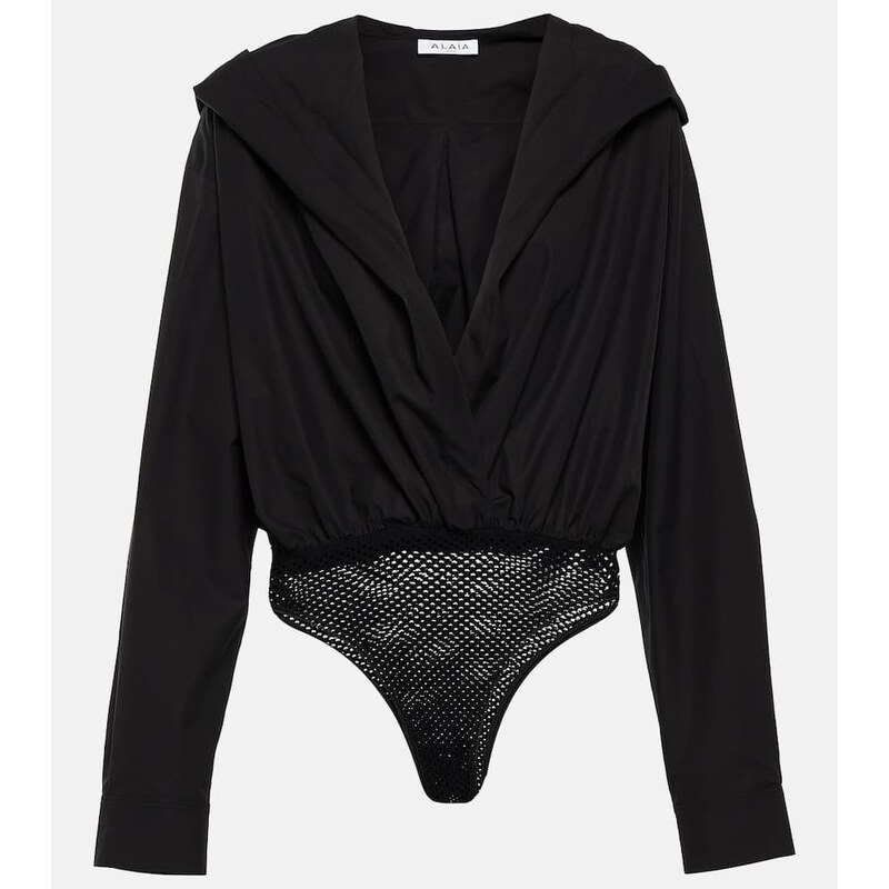 Alaia AlaÃ¯a Hooded cotton bodysuit
