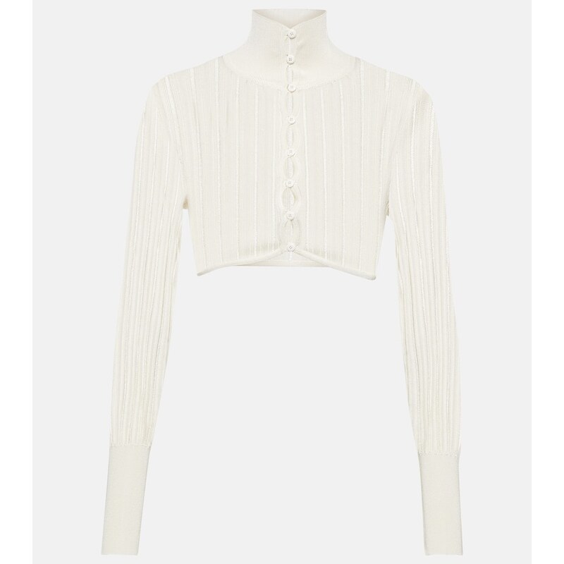 Alaïa Ribbed-knit cropped cardigan