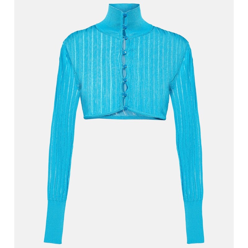 Alaïa Ribbed-knit cropped cardigan