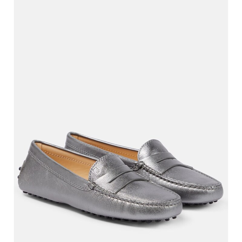 Tods Metallic leather moccasins