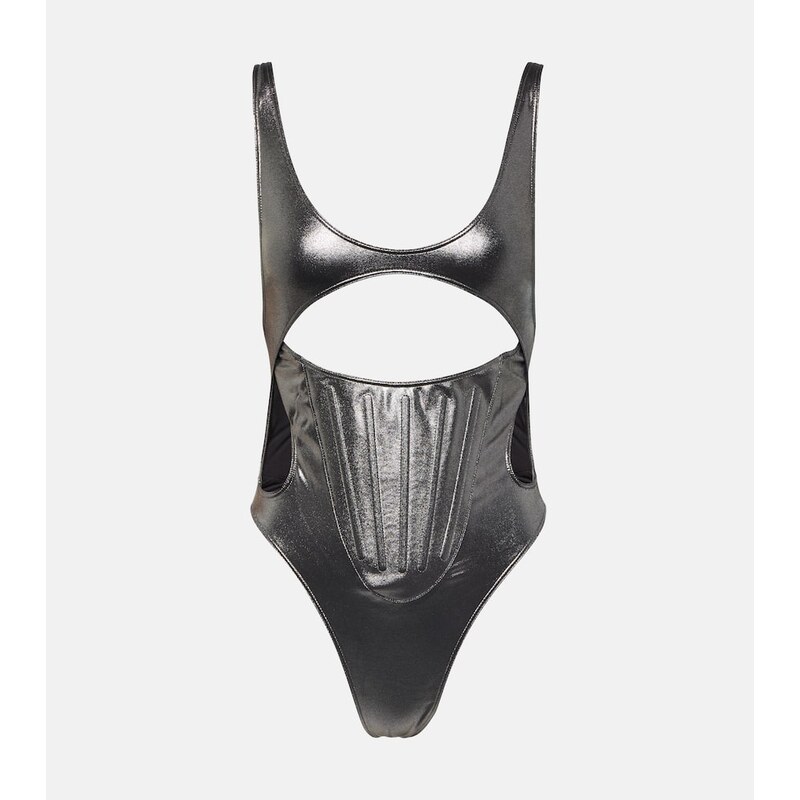 Mugler Cutout metallic swimsuit