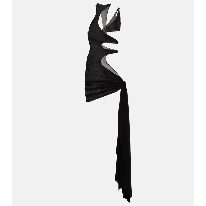 Mugler Asymmetric cutout crÃªpe beach dress
