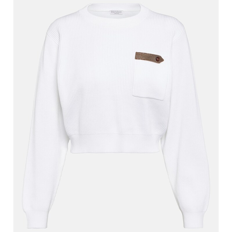 Brunello Cucinelli Cotton jersey cropped sweater