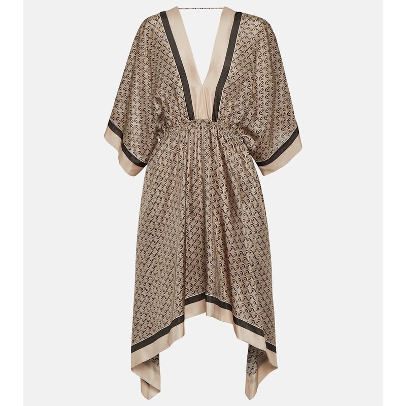 Kaftan z hedvábí, barva antracitová a bežová