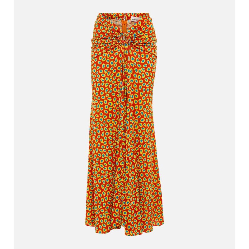 Rabanne Low-rise printed jersey maxi skirt