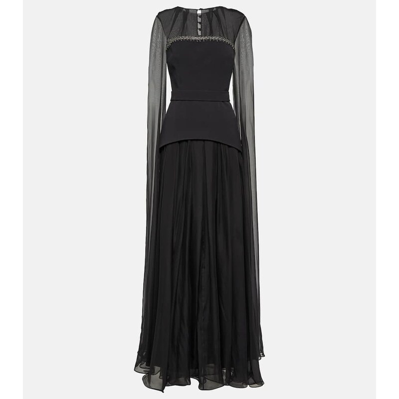 Safiyaa Gloria silk and crÃªpe gown