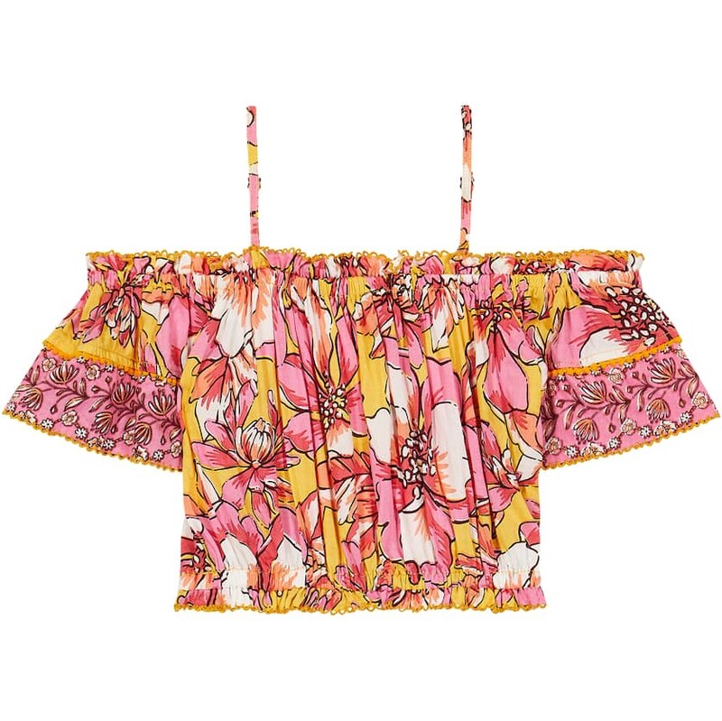 Poupette St Barth Kids Donna floral off-shoulder top