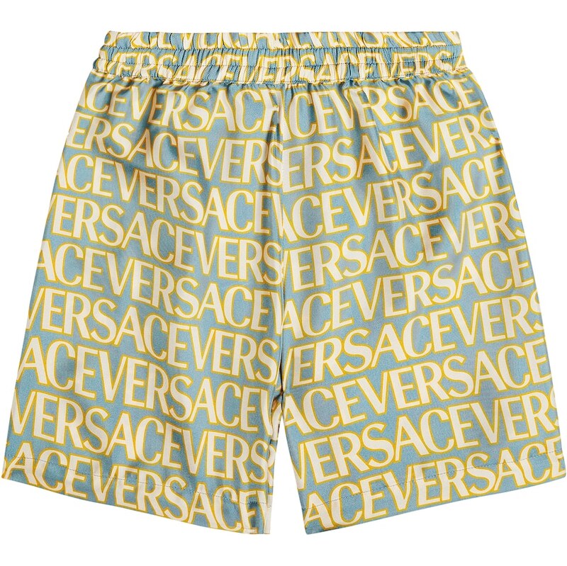 Versace Kids Logo silk twill shorts