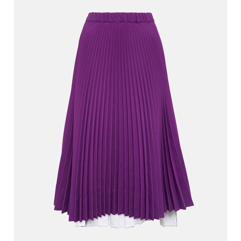 Plan C Pleated jersey midi skirt