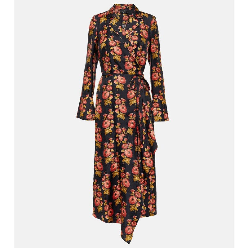 Etro Floral silk twill midi wrap dress