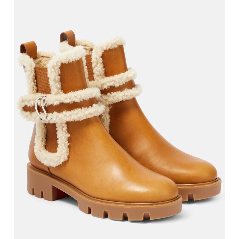 Christian Louboutin CL Chelsea shearling-trimmed ankle boots